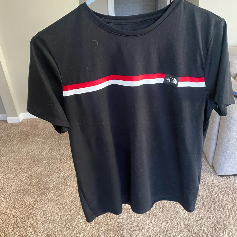 The North Face Black Tee with Red and White stripe - Picture 2 of 4